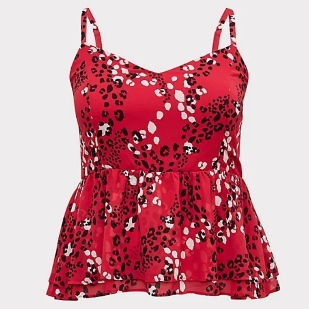 TORRID Leopard Print Red peplum tank top shirt women’s plus 4X new with tags